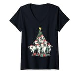 Womens Cows Christmas Tree Funny Farmer Farm Animals Lovers Xmas V-Neck T-Shirt