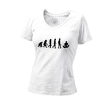 T-Shirt Femme Col V Evolution Méditation Yoga Bien-Etre Zen