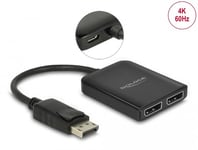 Delock DisplayPort 1.4 Splitter 1 x DisplayPort to 2 x DisplayPort MST - video/lyd-splitter - 2 porter