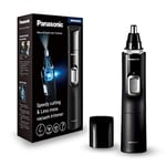 Panasonic ER-GN300K503 Electric Facial Ear Eyebrow and Nose Hair Trimmer for Men and Women, Waterproof for Easy Cleaning, Battery-Operated for Portable use, Black