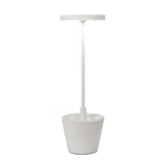 Zafferano, Lampe Poldina Reverso, Lampe de Table Rechargeable et Sans Fil avec Contrôle Tactile, Adaptée pour le Salon et l'Extérieur, Dimmer, 2200-3000 K, Hauteur 35 cm, Couleur Blanc