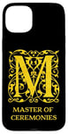 Coque pour iPhone 15 Plus Master of Ceremonies MC Vintage Gold Letter M