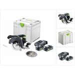 Hkc 55 EB-Basic Scie circulaire à capot basculant sans fil, sans balai 18 v, 160 mm + 2x Batteries 4,0 Ah + Chargeur + Systainer (576163) - Festool