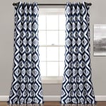 Lush Decor Diamond Ikat Rideaux – Motif géométrique imprimé – Panneau de fenêtre occultant pour Salon, Salle à Manger, Chambre à Coucher (Paire), 213,4 x 132,1 cm, Bleu Marine