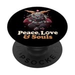 Peace Love Souls Demon Goat Pentagram Satanic Cute Baphomet PopSockets Adhesive PopGrip