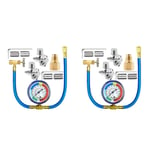 2X Kit de Tuyau Recharge Fréon Réfrigérateur R134A, Jauge Charge Réfrigérant ac Valve Perçante