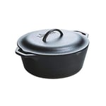 Lodge 6.62 Litre / 7 Quart Pre-Seasoned Cast Iron Dutch Oven, Inoxidable, Black, 7 Qt