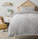 Argos Home Glow in The Dark Fleece Grey Bedding Set - Single