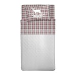 PENSIERI DELICATI Parure de lit Simple, Flanelle 100% Coton Chaud et Doux, Parure de lit 1 Place 90 x 200 cm, avec Drap Plat, Dessus et 1 taie d'oreiller, fabriquée en Italie, Tartan cerf Rouge