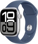 Apple Watch Series 10 Gps + Cellular 42mm Silver Aluminium Case With Denim Sport Band - S/m