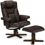 Malmo Brown Faux Leather Recliner Chair with Footstool