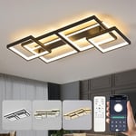 LED Plafonnier,Moderne Lampe de plafond 48W 3000K - 6500K,4 carrée design Chambre Eclairage,Luminaire interieur deco avec Telecommande APP Dimmable,Lampe Lustre pour salon bureau cuisine couloir