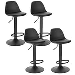 EUGAD Tabourets de Bar Lot de 4 pivotant,Tabouret de Bar en Cuir synthétique réglable en Hauteur, Noir, 0651BY-4