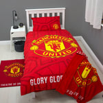 MANCHESTER UNITED FC CREST SINGLE DUVET COVER SET RED FOOTBALL BEDDING MAN UTD