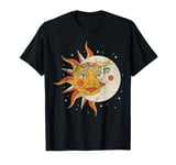 Moon and Sun Celestial Bodies Stars Space Astronomy Grunge T-Shirt