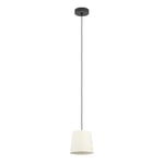 Eglo Suspension luminaire Febres, lampe de plafond suspendue ronde, lustre pour salle à manger en tissu bouclette, métal en noir et textile en blanc, douille E27, Ø 35 cm