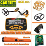Garrett - Détecteur De Métaux Ace 400 i avec 3 Accessoires Inclus (casque audio, protège disque, protège pluie boîtier)+ Propointer At Etanche
