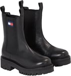 Tommy Jeans Femme Bottes Mid Boot Urban Chelsea Bottines, Noir (Black), 36 EU