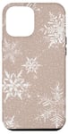 Coque pour iPhone 12 Pro Max Esthétique neige blanche sur beige mignon bohème rustique hiver