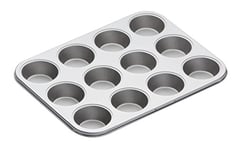 KitchenCraft KC2BK9 Non Stick Muffin Tray, 12 Cups, 35 x 27cm, Silver