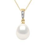 Diadema Womens - Pendant - Diamonds - Real Freshwater Pearls - White - Yellow Gold - One Size