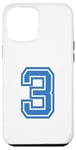 iPhone 14 Pro Max Number #3 Blue Sport Varsity Number Case