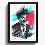 Arty Pie Framed Print Black A2 (24.5x18 Inch) Charlie Chaplin (1) V2, Wood, Multi-Colour, 60 x 42 x 2 cm