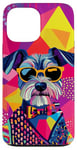 Coque pour iPhone 13 Pro Max Figurine schnauzer miniature tendance et colorée Pop Art