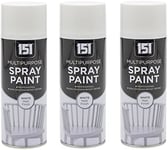 3 x 400ml 151 Multi Purpose Spray Paint Aerosol Wood Metal Brick - Matt White