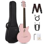 Enya Guitare Débutant Adulte Set - Fibre de Carbone 35 Pouces Nova Go SP1 Rose Cutaway Guitare basse Kit de Démarrage avec Smart AcousticPlus Pickup pour Enfants Adulte Femme Adolescent Cadeau