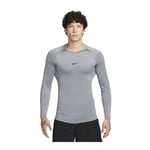 Nike Pro Men's Dri-FIT Tight Long-S SMOKE GREY/BLACK, storlek Medium