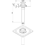 Tagafløb til vakuum-tag: tagpap-flange: 400x400mm-udløb: ø75mm