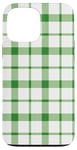 iPhone 13 Pro Max Green White Checkered Plaid Flannel Gingham Pattern Checker Case