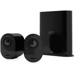 Arlo Ultra 2 - Pack de 2 caméras de surveillance Wifi sans fil - Noir - 4K - Batterie de 6 mois - Champ de vision à 180°