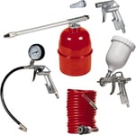 Einhell Kit de 5 accessoires pour Compresseur (Manomètre, Pistolet d'aspiration, Pistolet à peinture, Pistolet spray métal et Tuyau spirale)