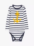 Brothers & Sisters Kids' Organic Cotton Breton Anchor Stripe Unisex Tee, White/Navy