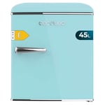 Cecotec Mini Frigo Bolero CoolMarket TT Origin 45 Blue. Réfrigérateur de Table Rétro, 45L, 55 cm de Haut et 44,7 cm de Large, Classe Énergétique E, Bac à Glaçons et Poignée Chromée, Bleu