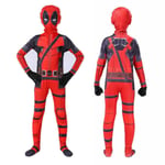 Barn Deadpool Kostym Mask Bodysuit Pojkar Superhjälte Cosplay Party Fancy Dress Jumpsuit 140cm