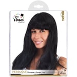 Perruque - Brune - Noir - Avec frange - Déguisement - Cheveux longs - Femme