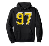 Number 97 in Yellow Black White printed both sides Pullover Hoodie