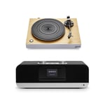 Roberts Stylus Luxe Direct Drive Turntable and Blutune 300L DAB+ BT CD USB Sound System Black HiFi Package