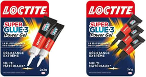 Super Glue-3 Power Gel, colle forte enrichie en caoutchouc, lot de 2 tubes 3 g & Super Glue-3 Power Gel Mini Dose, colle forte enrichie en caoutchouc, lot de 3 tubes 1 g