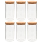 6pcs Pots de conservation en verre et couvercle en liège 1100ml Vidaxl Transparent