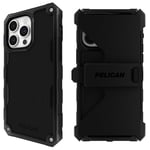 Pelican Shield Black – Coque pour iPhone 15 Pro Max 6,7" [Compatible avec MagSafe] [Protection de qualité Militaire Contre Les Chutes] Coque de téléphone Robuste avec Clip de Ceinture et béquille –