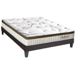 Bellecour - literie Ensemble 3.0 140x200 cm Matelas Ressorts ensachés + Sommier Bois