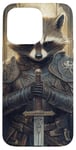 Coque pour iPhone 15 Pro Max Carte de tarot raton laveur médiéval Fantasy Knight Battle