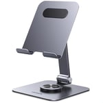 UGREEN Support Tablette Bureau Réglable Rotatif à 360 Degrés Porte Téléphone Pliable en Aluminium Compatible avec iPhone 16 iPad Pro Air Mini 12,9 11 Pouces Galaxy Tab A9 S9 A8 S8 Redmi Pad