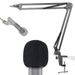 YOUSHARES SM58 Mic Stand with Pop Filter - Microphone Boom Arm Stand with Windscreen Foam Cover Compatible with Shure SM58S SM58-LC Dynamic Vocal Microphone