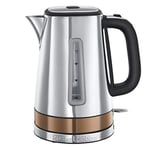 Russell Hobbs Luna Stainless Steel & Copper 1.7L Cordless Electric Kettle (Quiet & Fast Boil 3KW, Removable washable anti-scale filter, Easy push button lid, Perfect pour spout) 24280