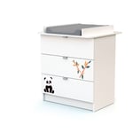 Webaby - Commode à langer 3 tiroirs Panda en bois